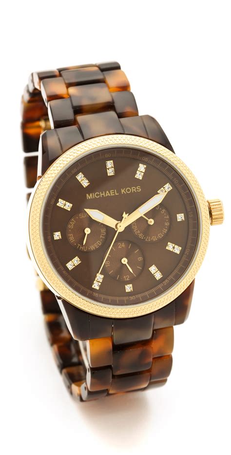 michael kors womens watch with tortoise band|Michael Kors pave bracelet.